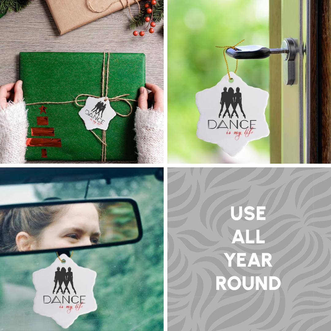 3dRose - Wholesale Ornament - 3dRose, Three female figures of black color. Text Dance is my life on white, Ornament4