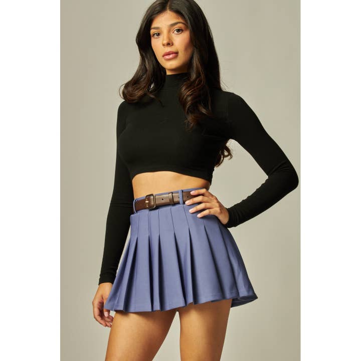 Faltenrock mit Innen-Shorts und Doppelgürtel für den Großhandel von HiteJeans