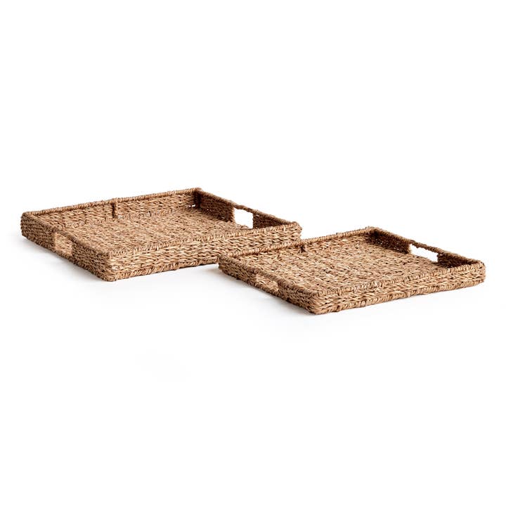 Natural Seagrass Rectangular Trays, Set of 2 for wholesale on Faire