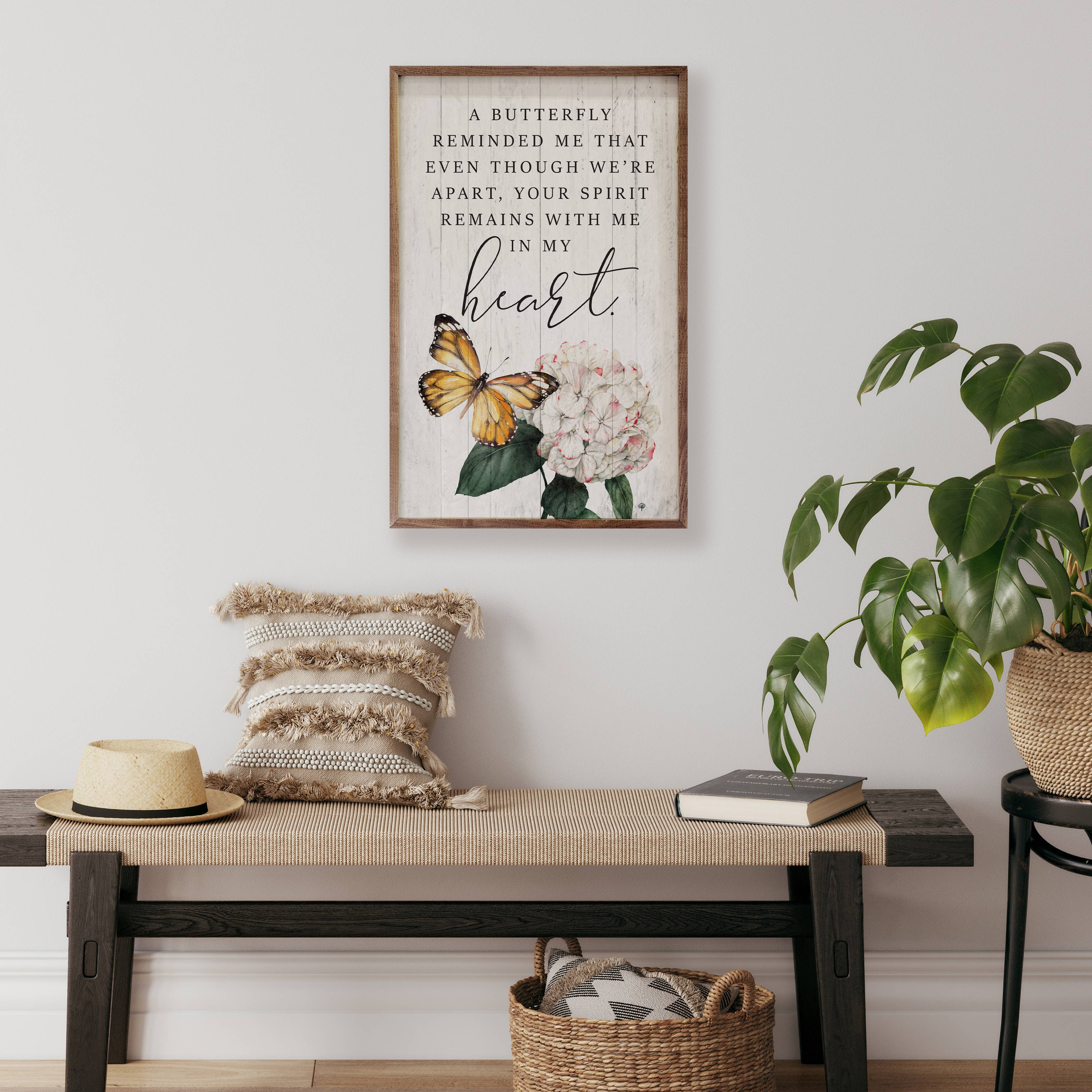 Kendrick Home - Wholesale Wood Wall Art - A Butterfly Reminded Me Flower Whitewash2