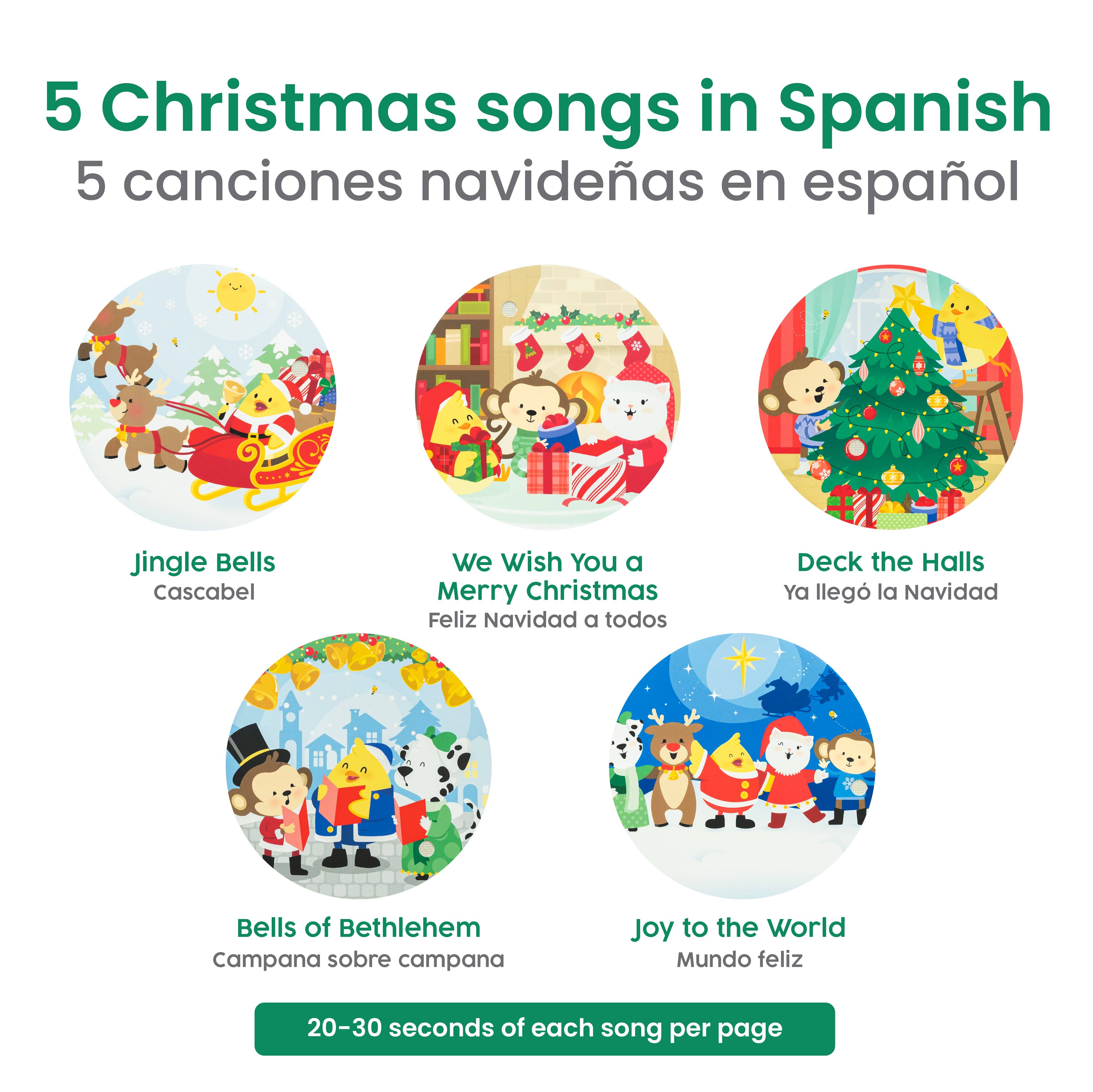 Binibi - Wholesale Preschool Book (3-5) - Bilingual Christmas Musical Book: Spanish Christmas Song2