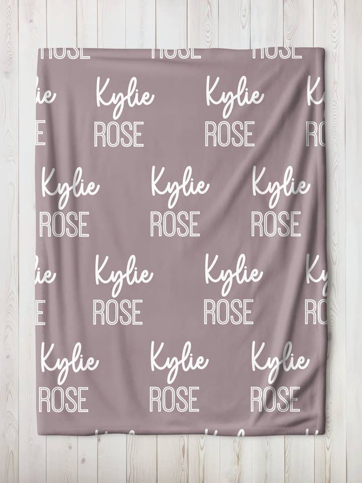 Personalized Thistle Repeating Name Baby Blanket for wholesale by Monogram Junkie
