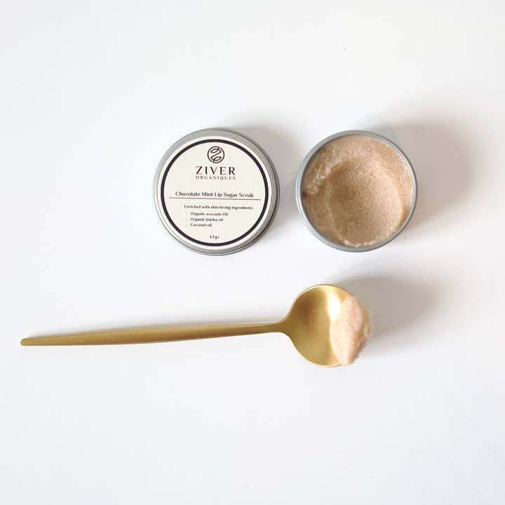 Ziver Organiques – Esfoliante labial por atacado – Esfoliante Labial de Açúcar com Chocolate e Menta 15 g2