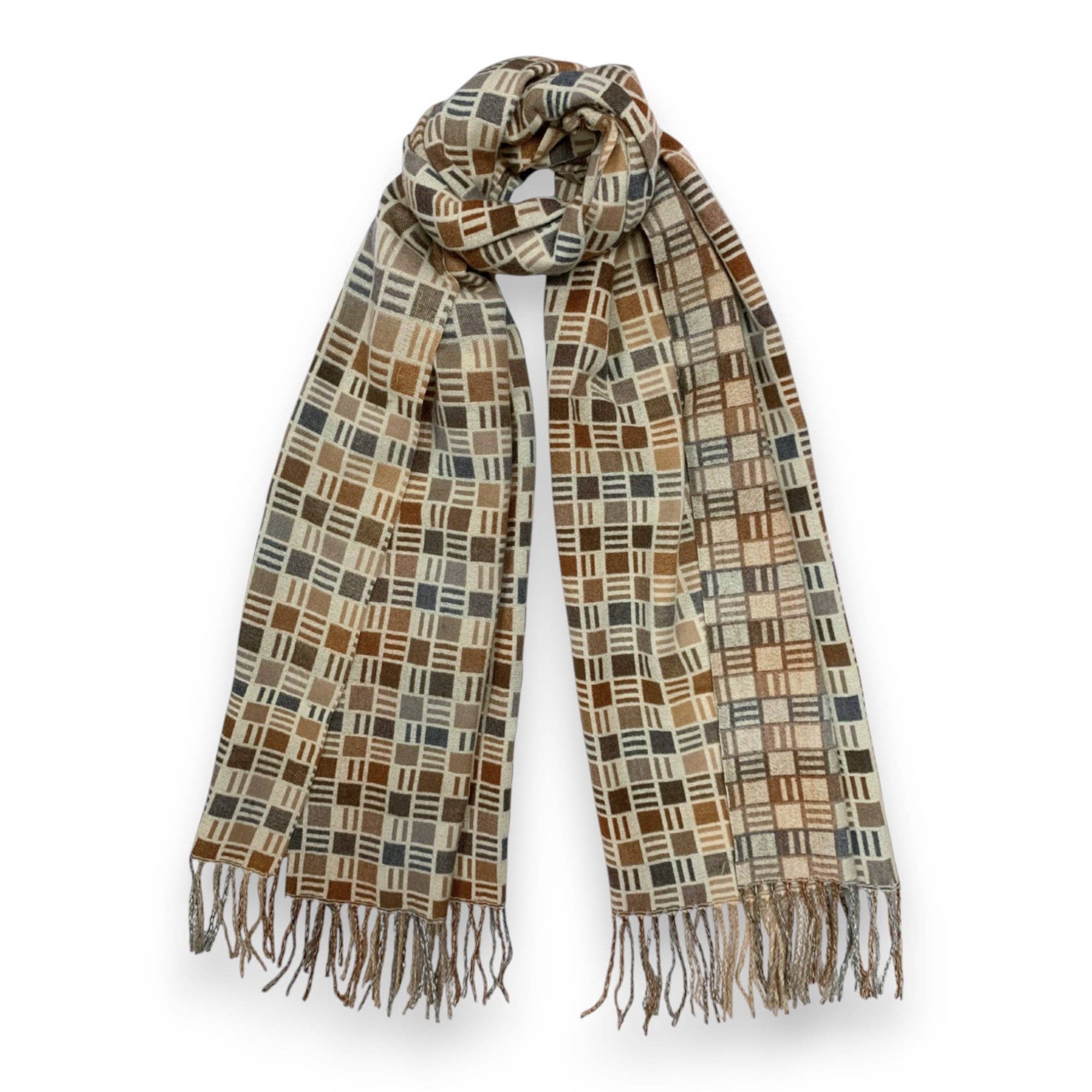 Lili Scarves (US Duty Free) – wholesale Halsduk - Dam – Cube Print Cashmere-blandning Vinterhalsduk1