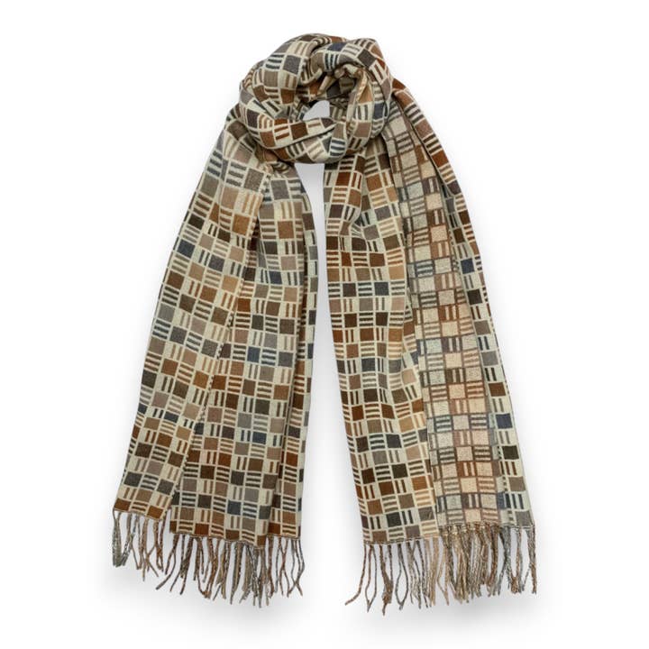 Lili Scarves – wholesale Scarf – Women's – Cube Print Cashmere Blend Winter Scarf1