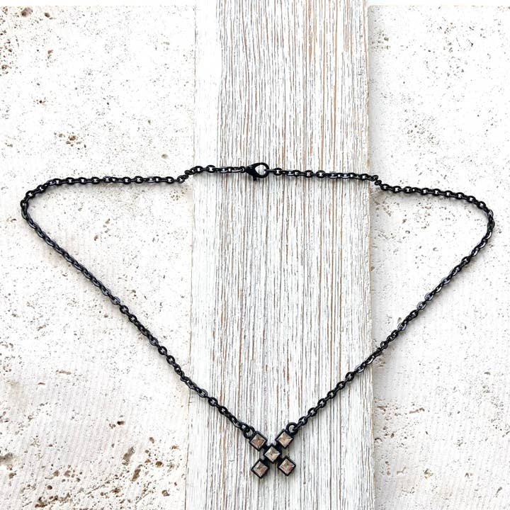 VB&CO Designs Handmade Jewelry - Wholesale Pendant/Charm Necklace - Matte black X kiss crystal necklace 3