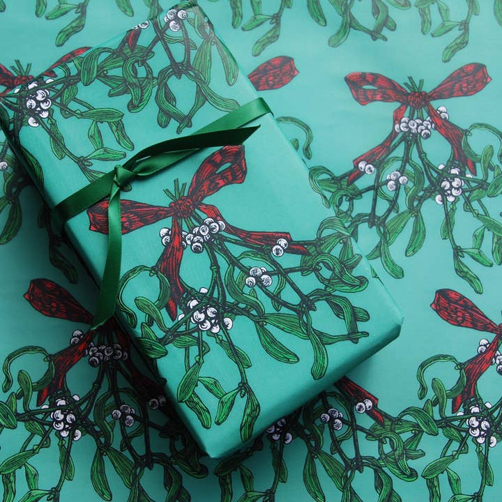 Flat Gift Wrapping Paper - Mistletoe for wholesale by Rachel Meehan, pictures and words...