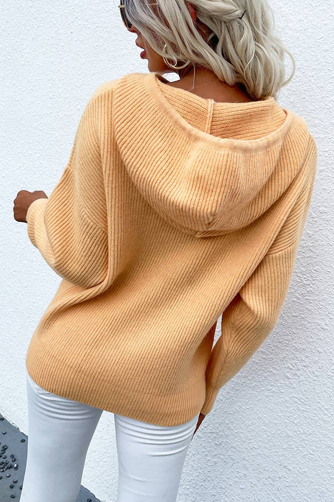 UNISHE – wholesale Hoodie - Dam – Dragsko Hooded Känguru Pocket Stickning Tröja MMY1053