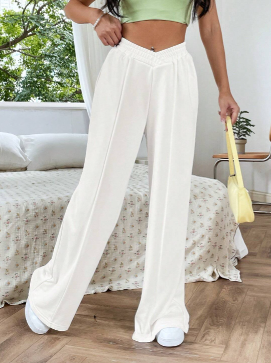 HIDDENBRAND - Wholesale Lounge Sweatpants/Joggers - Women's - v shape waist wide leg sweatpant0