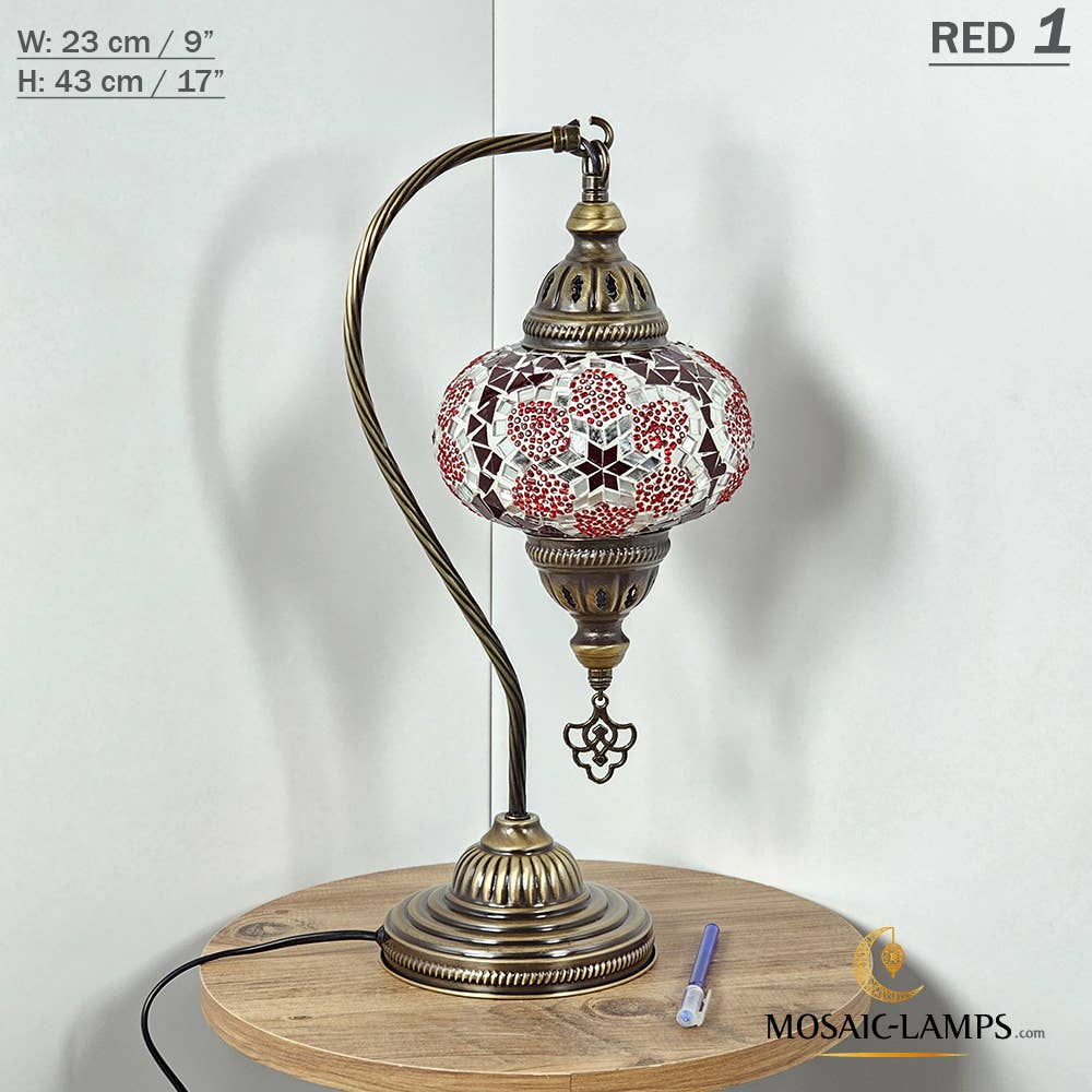 Mosaic Lamps - Wholesale Accent/Desk Lamp - 10+Colors - Gooseneck Large Globe Mosaic Table Lamp, Turkish69