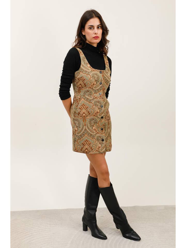 Green 5908 BROCADE DRESS for wholesale on Faire2