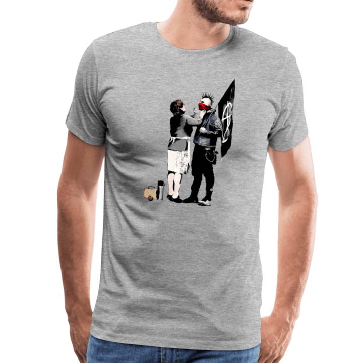 Art-O-Rama Shop - Wholesale Screen Printed T-Shirt - Unisex - Banksy Anarchist Punk And His Mother Artwork T-Shirt1