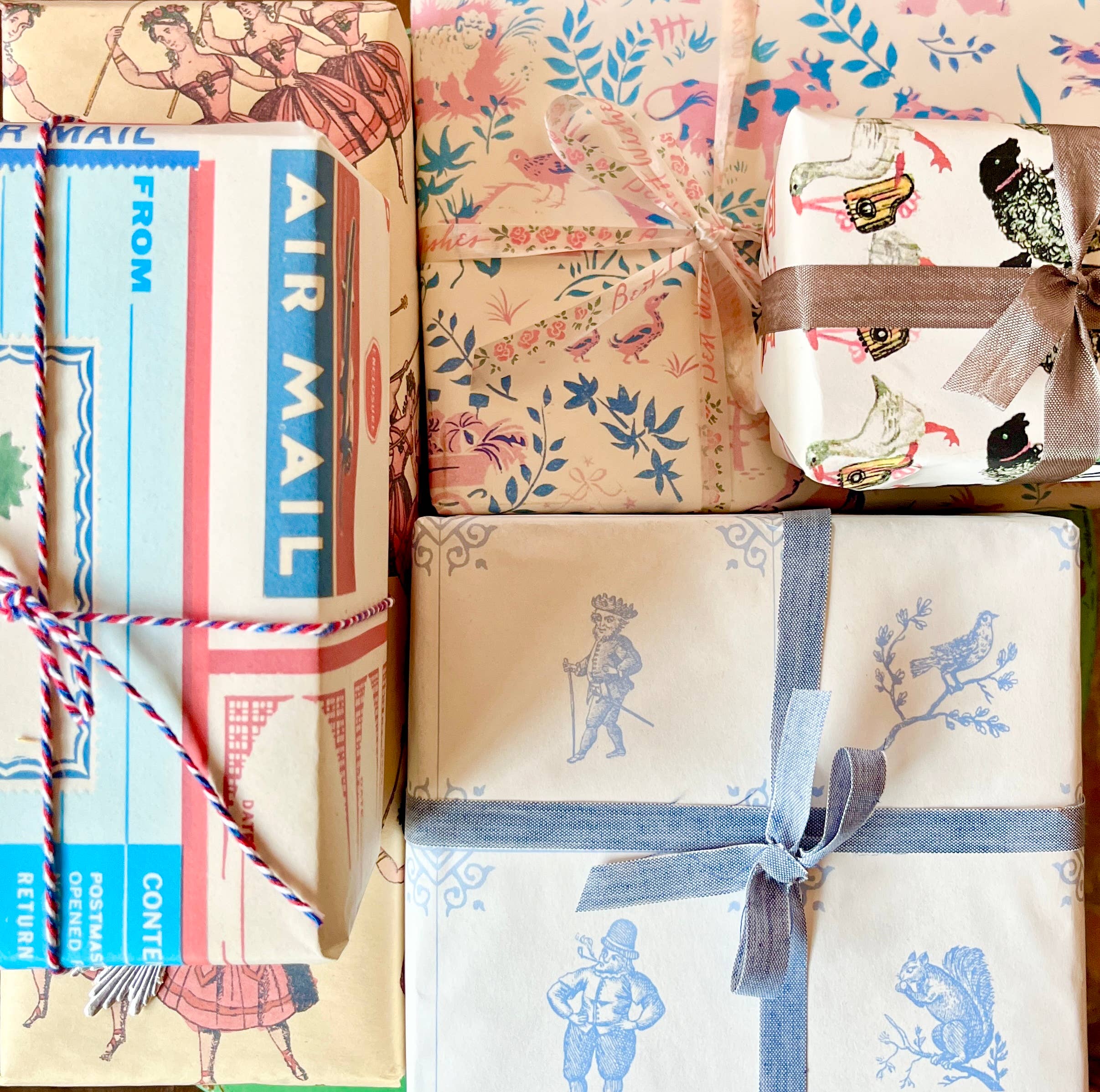 Parcel - Wholesale Flat Wrap - Parcel Artisan Wrapping Paper, French Storybook Blue & Red4