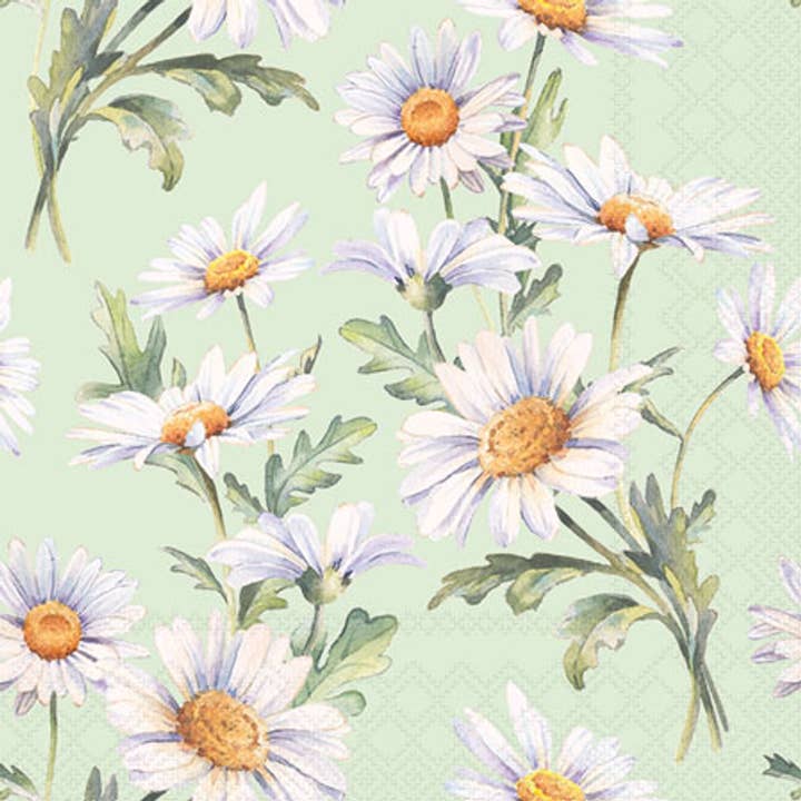 Serviette à cocktail - Belles marguerites VERT pour la vente par Elegant Gifts
