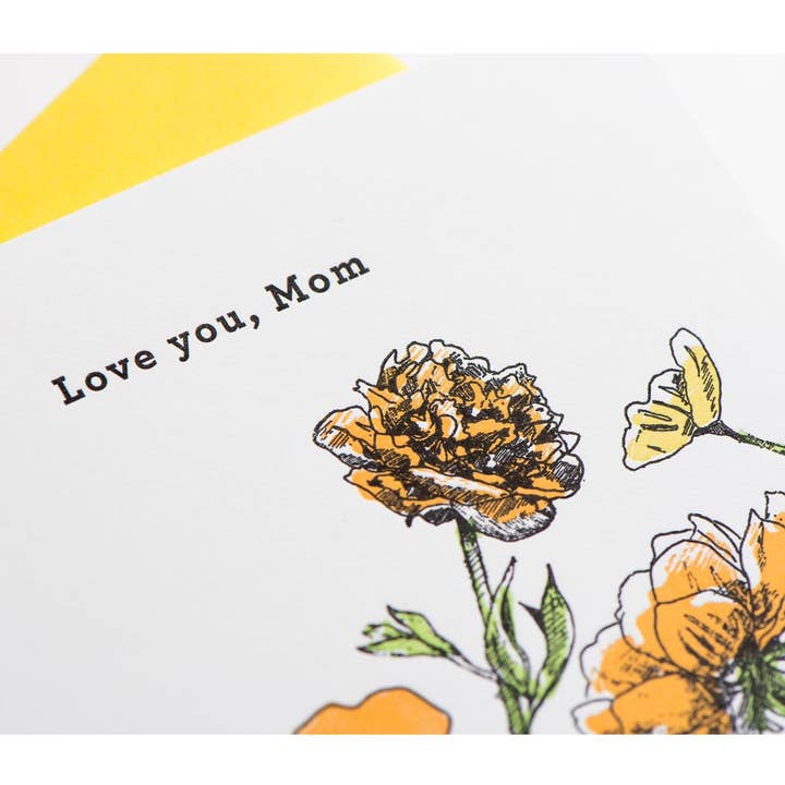 Porchlight Press Letterpress - Wholesale Mother's Day Card - Love You Mom Floral Card2