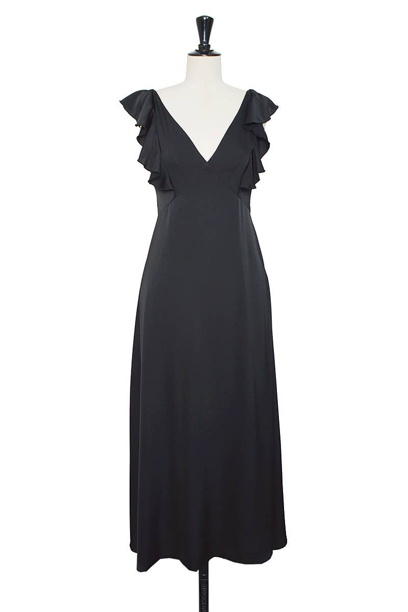 ELLI WHITE – Engroshandel Kjole - Dame – Lang satin cocktailkjole med blonderryg2