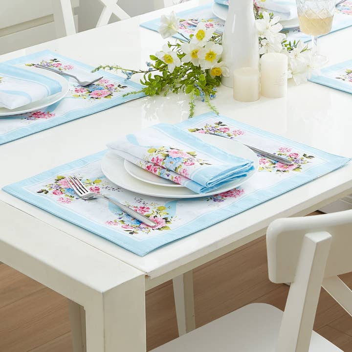 Elrene Home Fashions - Wholesale Dinner & Cloth Napkin - Rose Cottage Engineered Spring/Summer Napkins, Set of -17x17