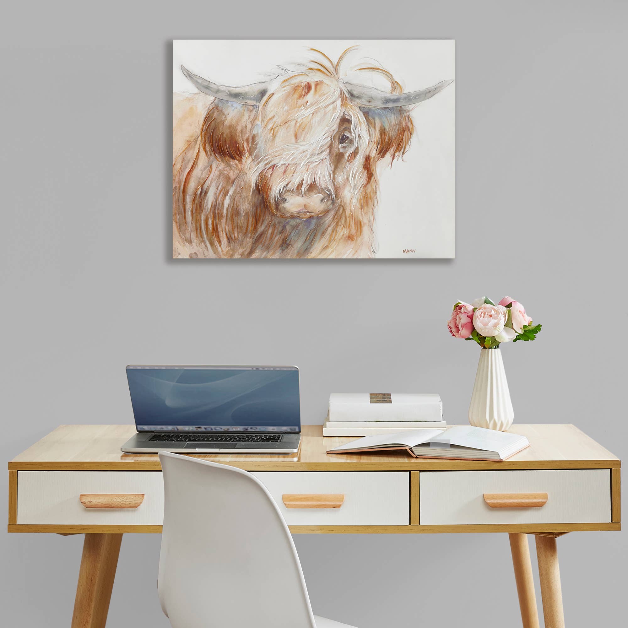 Olliix - Wholesale Art Print - Highland Cow Cattle Wavy Coat Wall Art Decor7