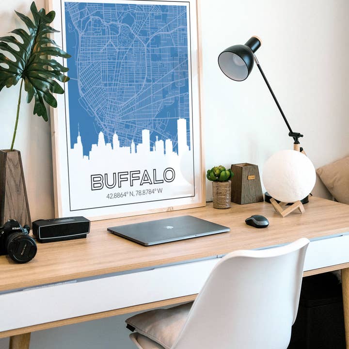Paperfinch Design - Wholesale Art Print - Buffalo New York map and skyline art print with city coordinates