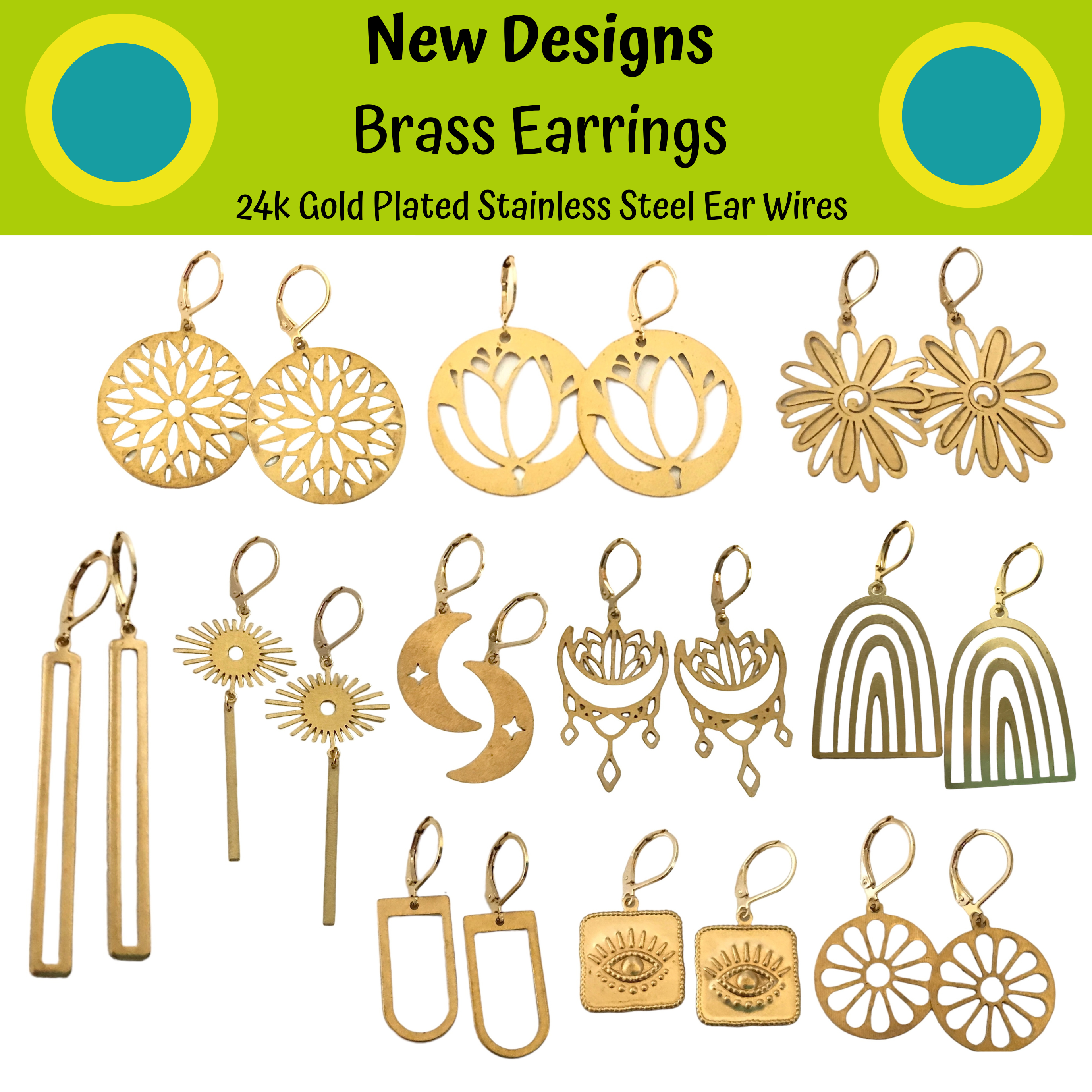 Dreamspirit – wholesale Dangle earrings – Brass Square Eye Earrings2