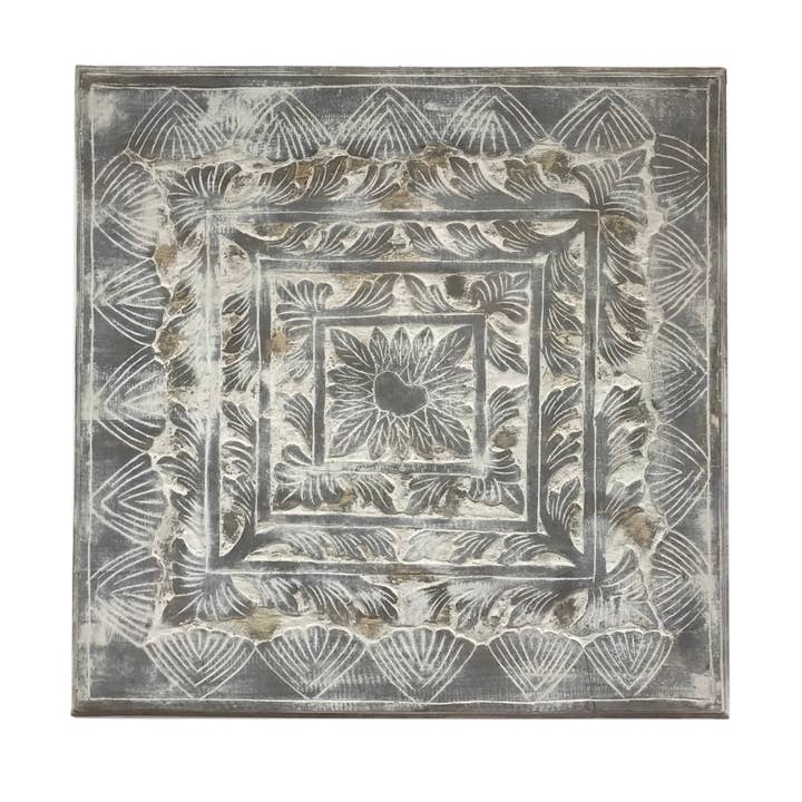 Wilco Home - Vente Décoration murale - Panneau mural carré en bois sculpté à la main2