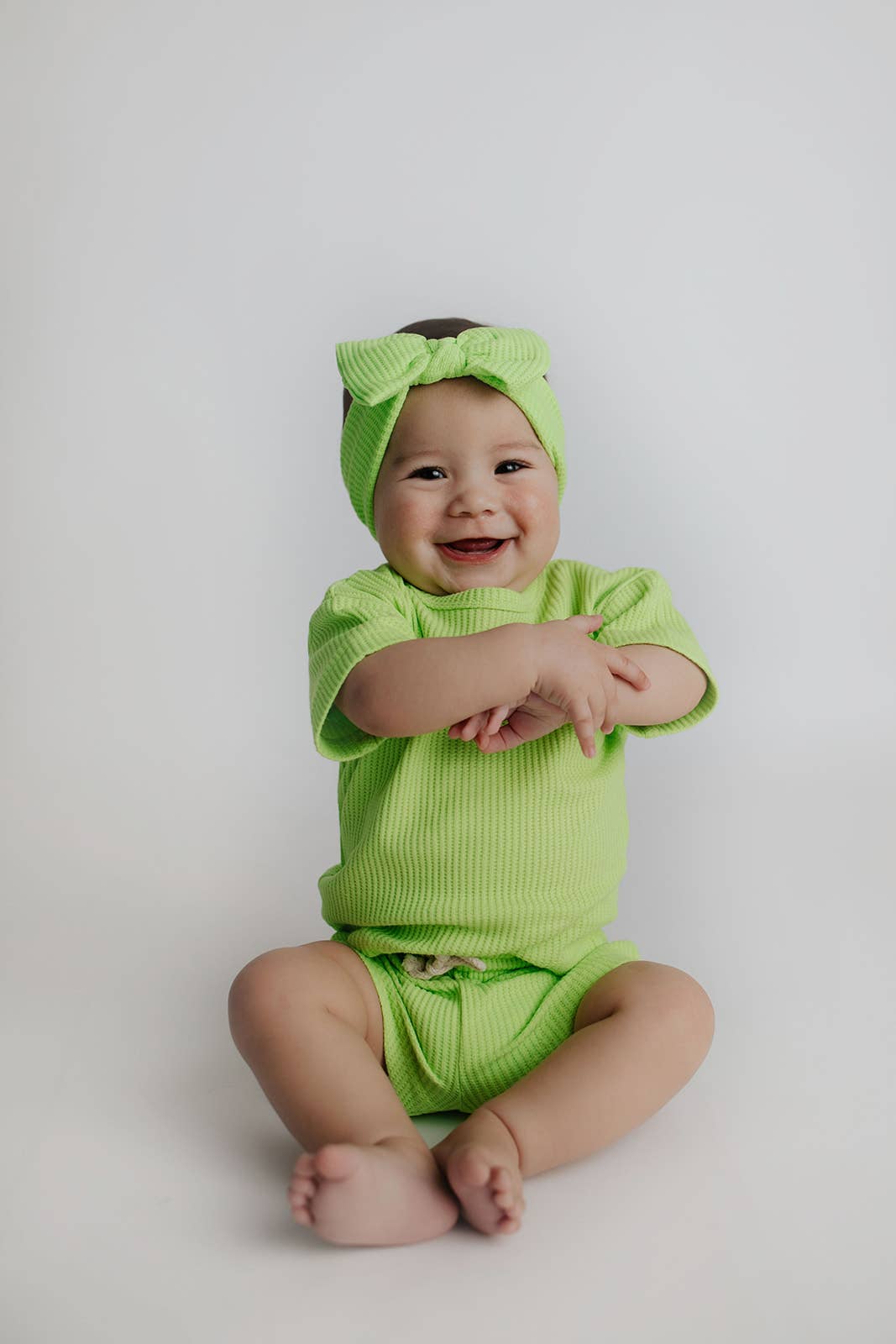 Three Little Tots – wholesale Top & short set – Kids – Lime Green Summer Waffle Toddler Top & Bottom Set26
