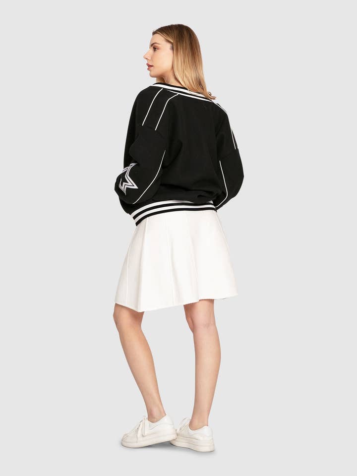 belle & bloom - Wholesale Bomber jacket – Women’s - Hold Me Close Letterman Bomber - Star Motif1