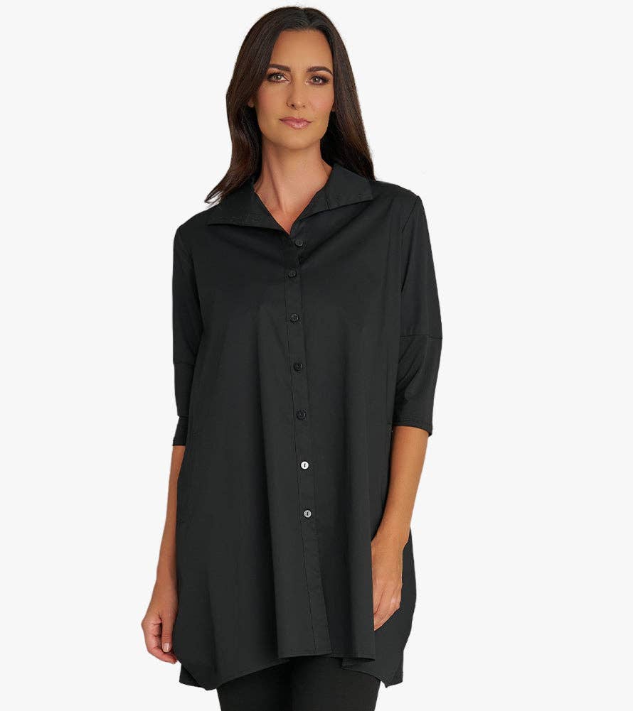 Stella Carakasi - Wholesale Tunic - Women's - Women's 3/4 Sleeve A-Line Cotton Poplin Tiburon Tunic Icon7