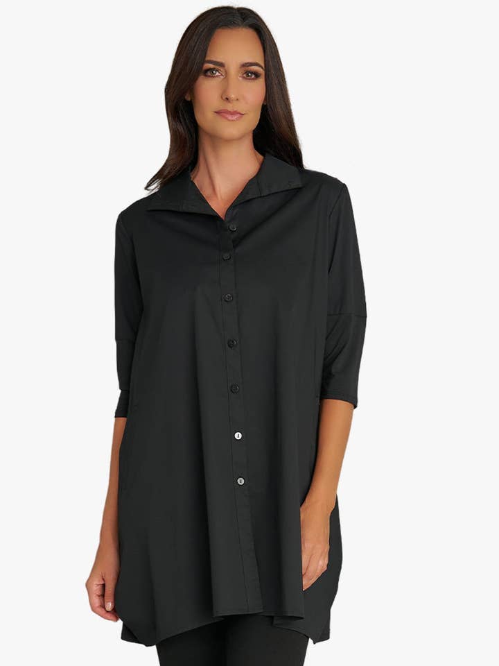 Stella Carakasi - Wholesale Tunic - Women's - Women's 3/4 Sleeve A-Line Cotton Poplin Tiburon Tunic Icon7