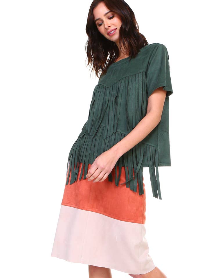 Alyssa Stretch Suede Top for wholesale by Joh Apparel