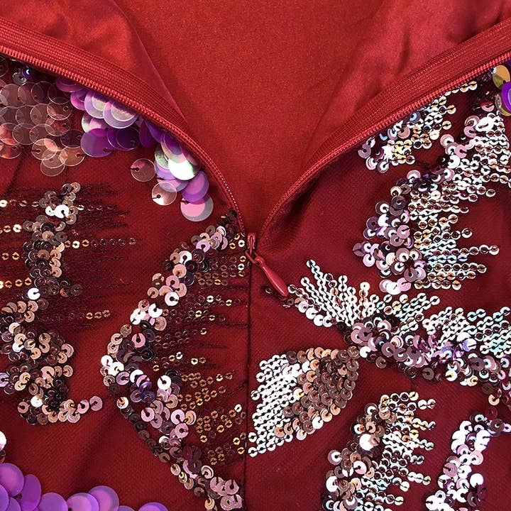 Color as pictures DR546 Vibrant Sequin Floral Embroidered Mesh Halter Dress for wholesale on Faire16