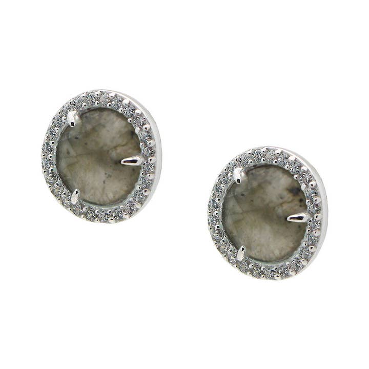 Puces d'oreilles en labradorite scintillante pour la vente par Barrocos