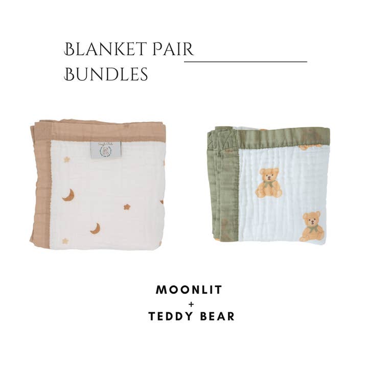 Moonlit + Teddy Bear Blanket Bundle for wholesale by Snuggle Buds