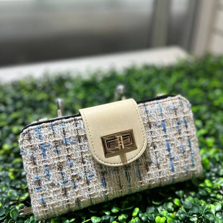 MiMi Wholesale - Vente Sac à bandoulière – femme - Portefeuille à bandoulière TW041 en tweed Turn Lock6