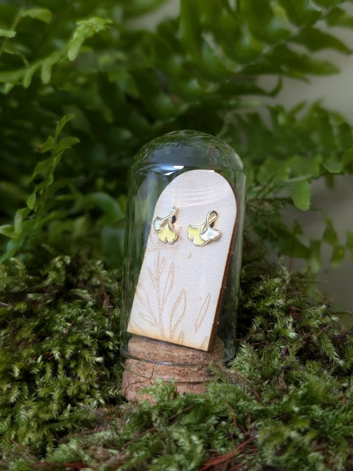 Ginko Gold Plated Sterling Silver Studs for wholesale by Banksia Botanicals