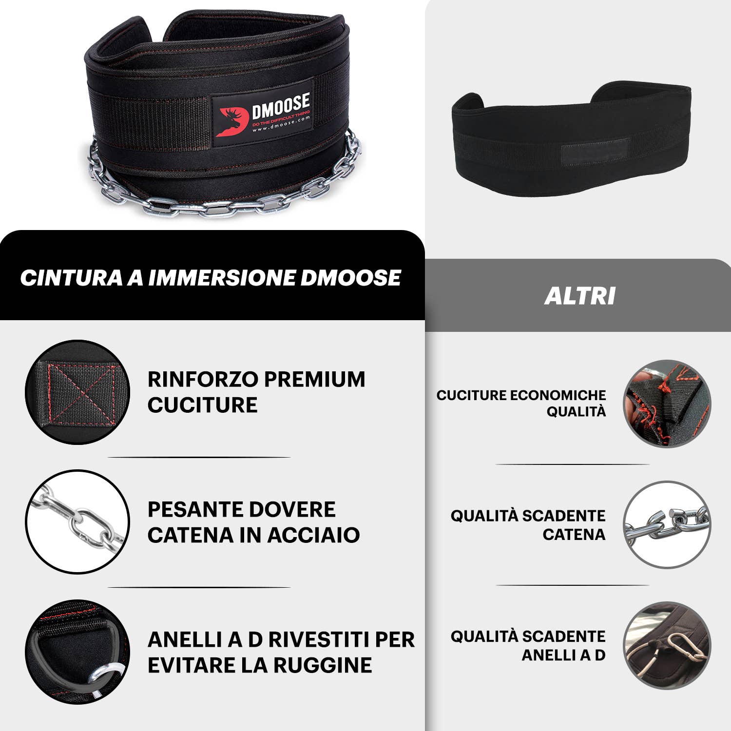 DMOOSE - Wholesale Fitness Equipment - DMoose Dip Belt for Weightlifting, Weight Belt with Chain10