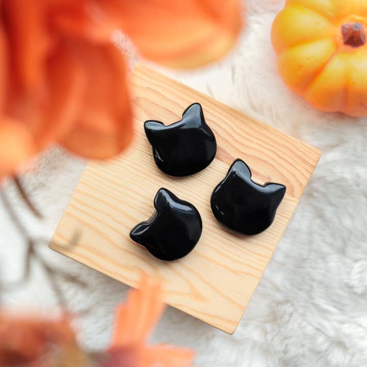 Natures Artifacts Inc - Wholesale Spiritual Stone/Crystal - Black Obsidian Kitty Face, Crystal Cat14