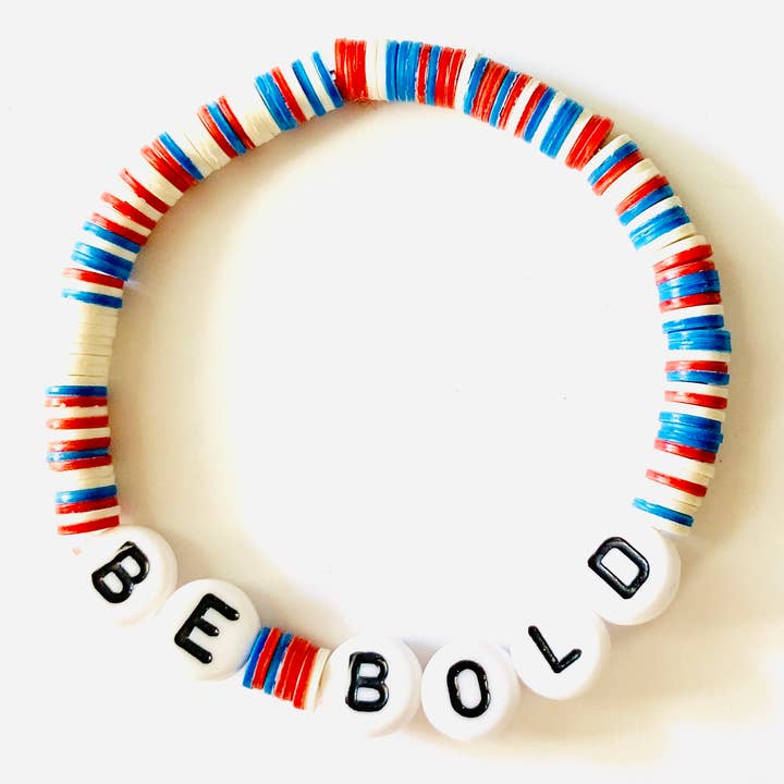 Handmade Be Bold Beaded Vinyl Rainbow Bracelet for wholesale by Sadie’s Moon