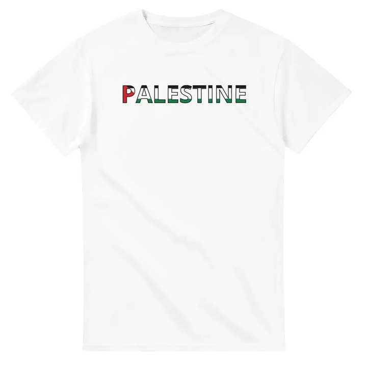 Pixelforma - Vendita all'ingrosso Maglietta serigrafata - Unisex - Maglietta Bandiera Palestina in scrittura