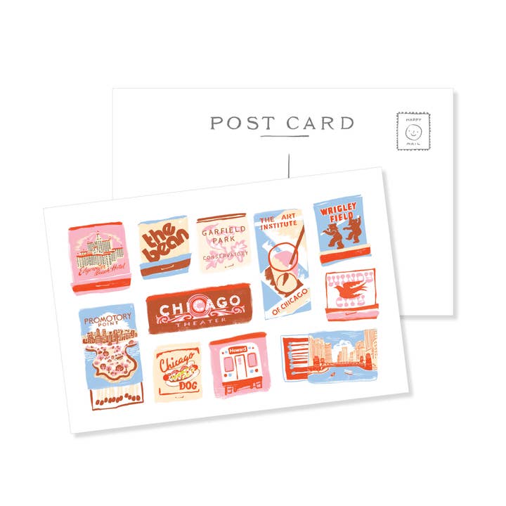 Karen Schipper – Engroshandel Postkort – Chicago Tændstikæske Postkort - Tidløs By Rejsekort