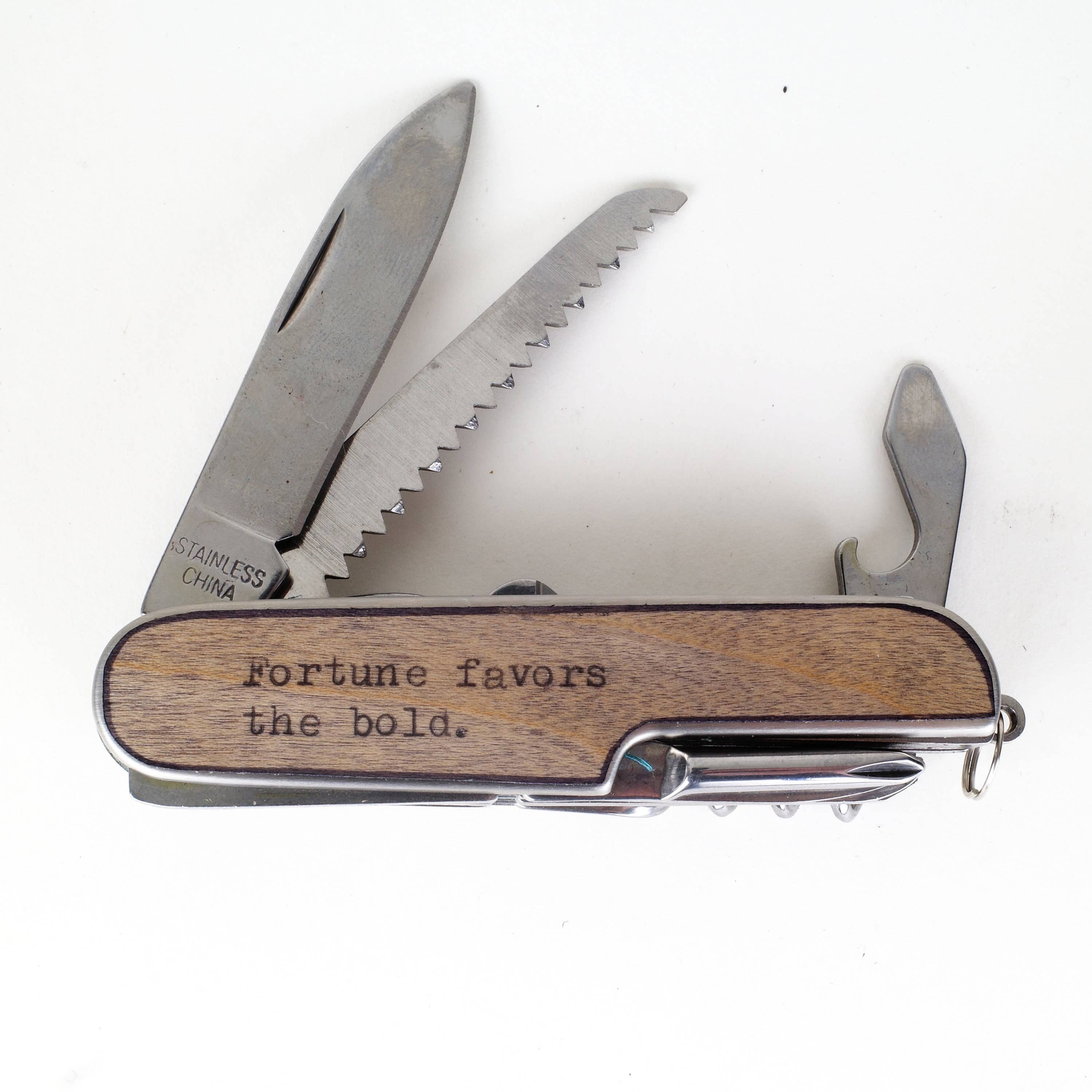 Resolute Star - Wholesale Pocket Knife/Holder - Wood Embossed Multitool Pocket Knife3