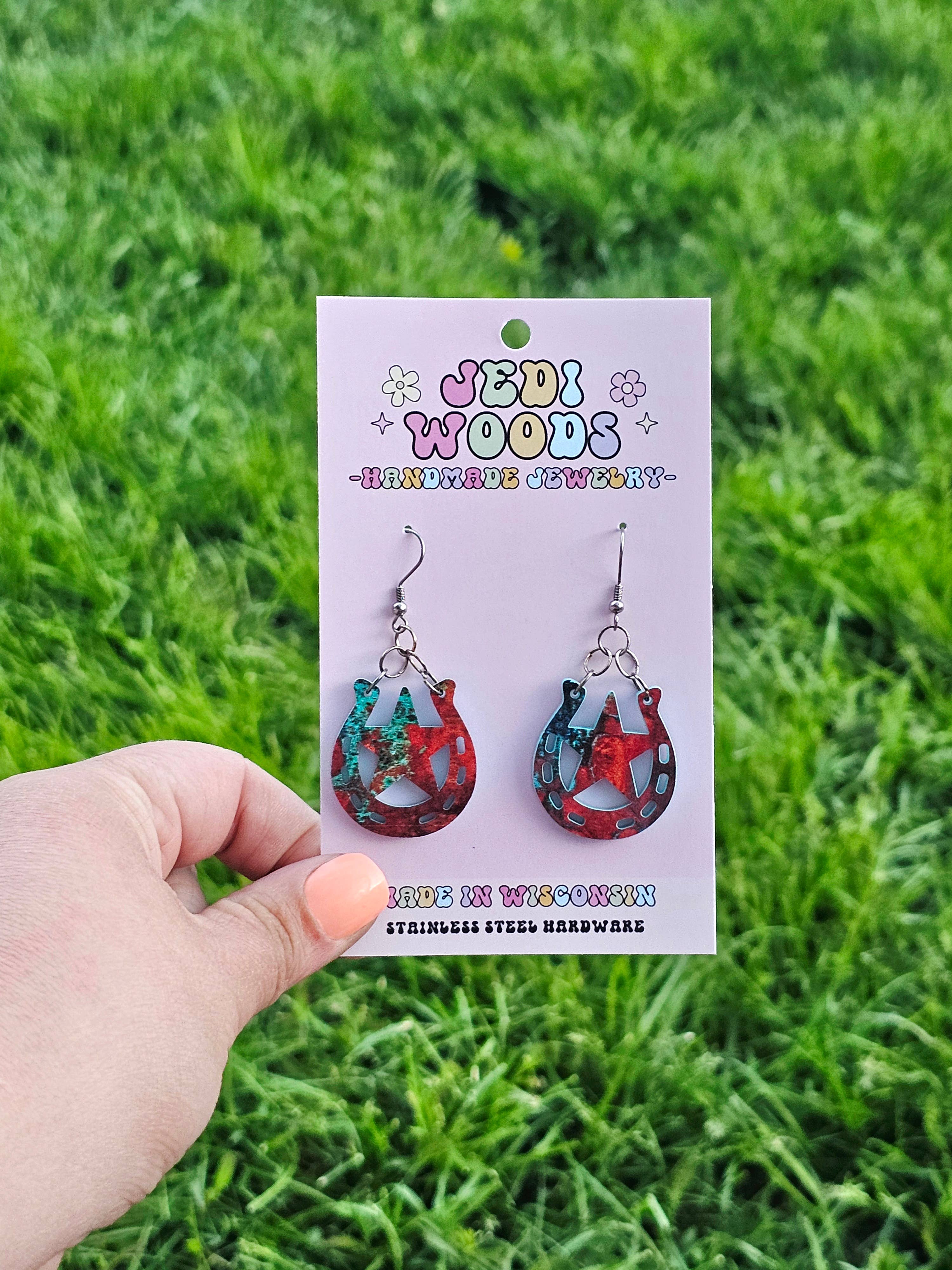 Jedi Woods LLC - Vendita all'ingrosso Orecchini pendenti - Orecchini Western a ferro di cavallo e stella3