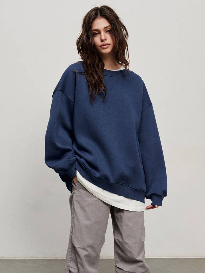 Chicto - Wholesale Sweatshirt - Women's - Round Neck Loose Sweatshirt Women's Autumn Winter Street