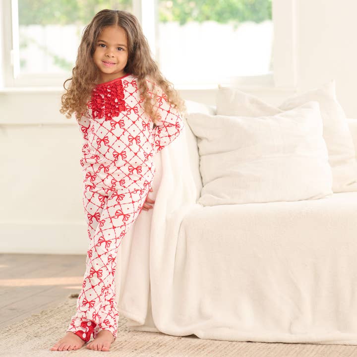 Sugar Bee Clothing - Venta al por mayor Conjunto de pijama - Niños - Pijamas con solapa trasera Ruffle - Sé mío
