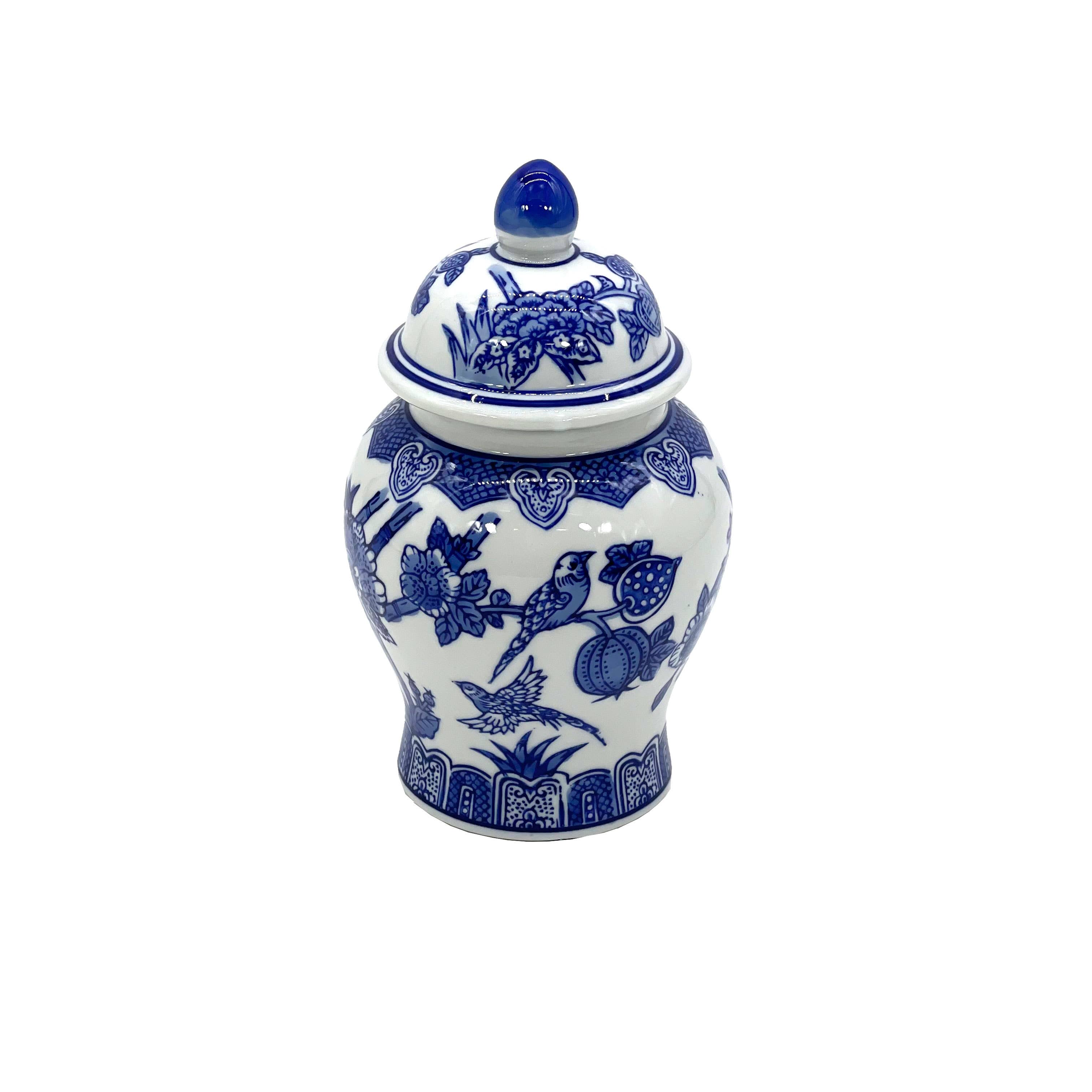 Galt International Company – wholesale Decorative jar – Small Chinoiserie Ceramic Decorative Tea & Ginger Jar 8"5