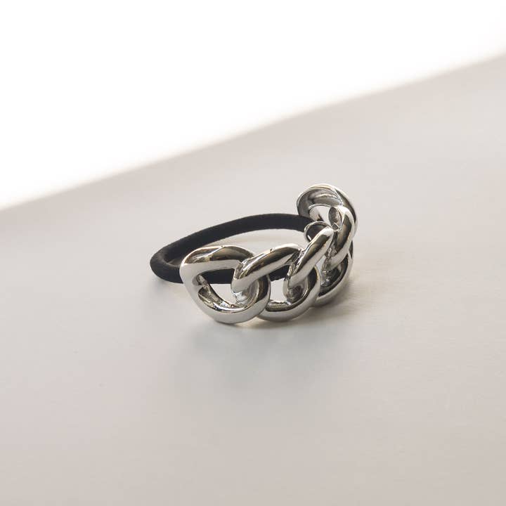 nar'sha - Wholesale Hair Tie - Chain Metal Ponytail Cuff Hair Tie | Silver