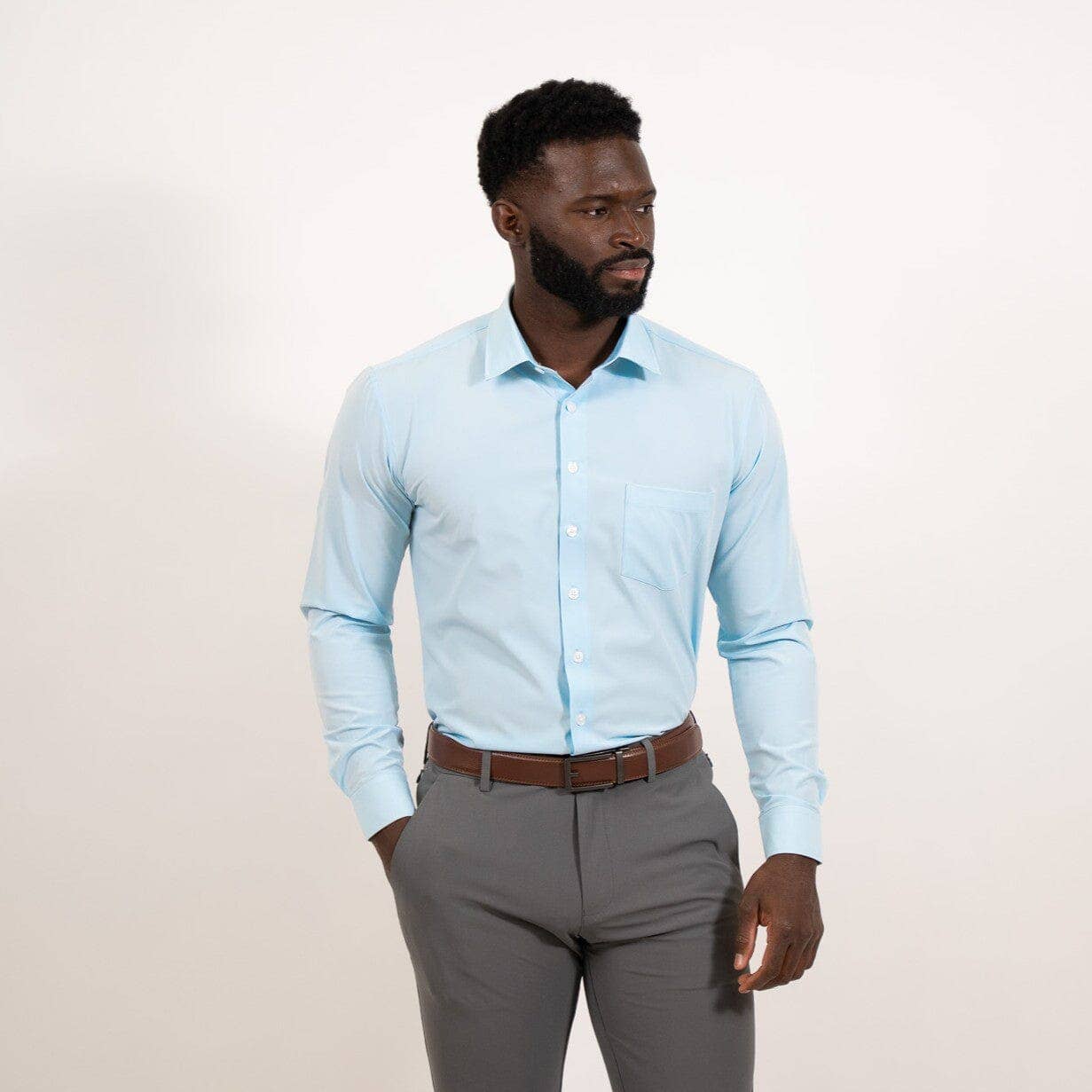 Tough Apparel - Wholesale Button Down Shirt - Men's - Blue Hustle Dress Shirt - Long Sleeve14