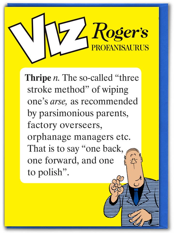 Sale Thripe Viz Roger's Profanisaurus Funny Birthday Card for wholesale by Brainbox Candy
