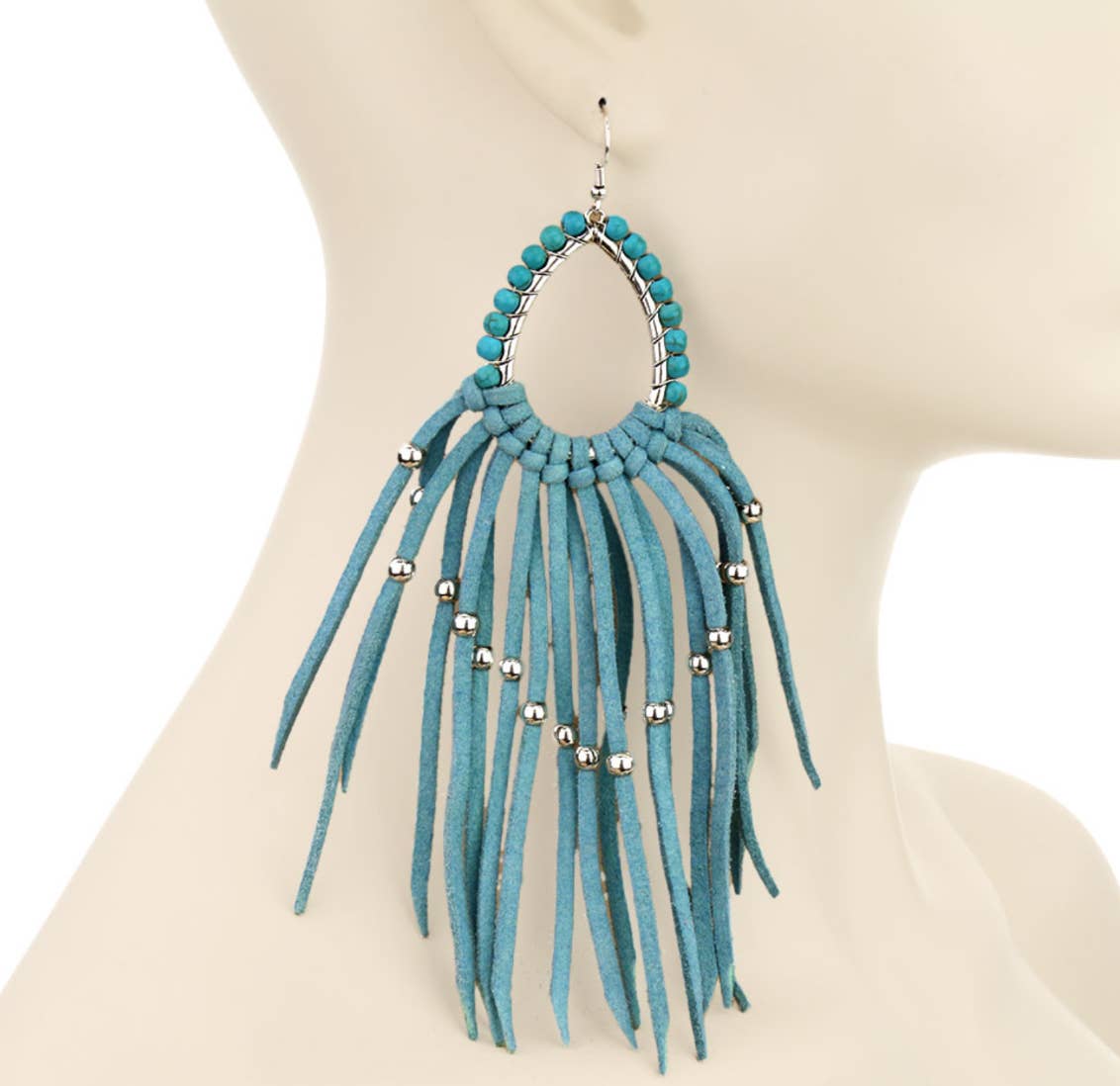 Boho Ranch Shop - Wholesale Tassel Earrings - Western Suede Long Tassel Teardrop Dangle Earrings5