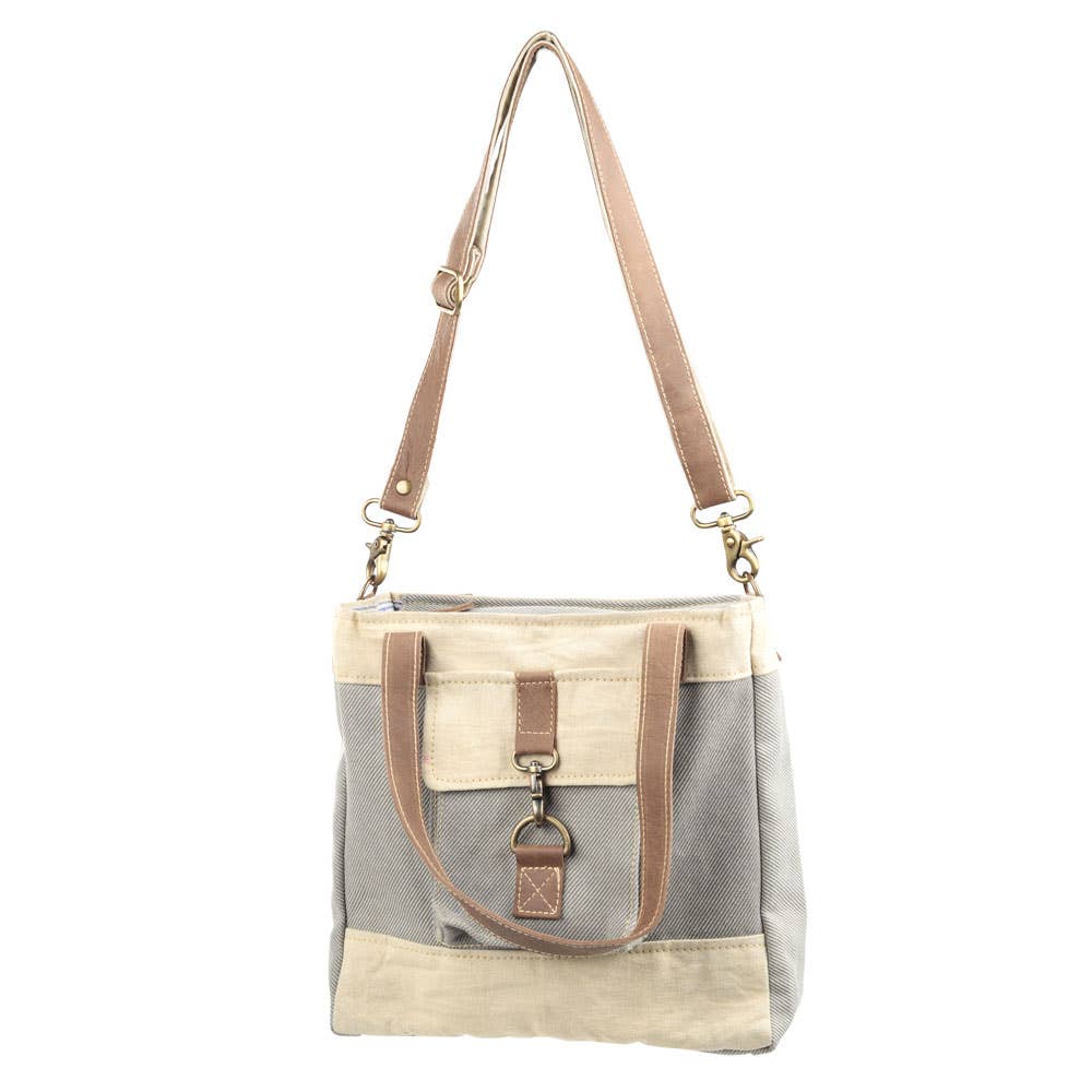 Clea Ray Canvas Bags & Clothing - Vendita all'ingrosso Borsa a tracolla - Donna - Borsa a tracolla in tessuto misto grigio e crema1